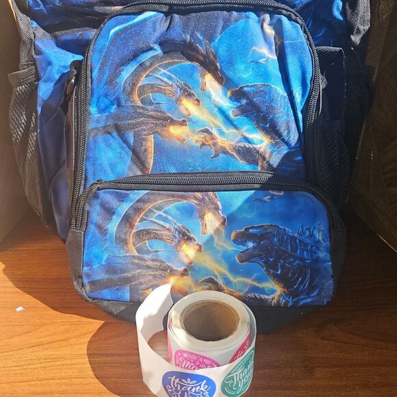 Brand New Fiery Blue Dragon Kids Backpack 3 Pieces - Picture 3 of 8